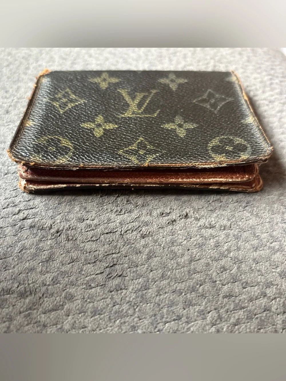 Louis Vuitton LV Monogram Bifold ID Holder & Credit Card Wallet Brown Authentic